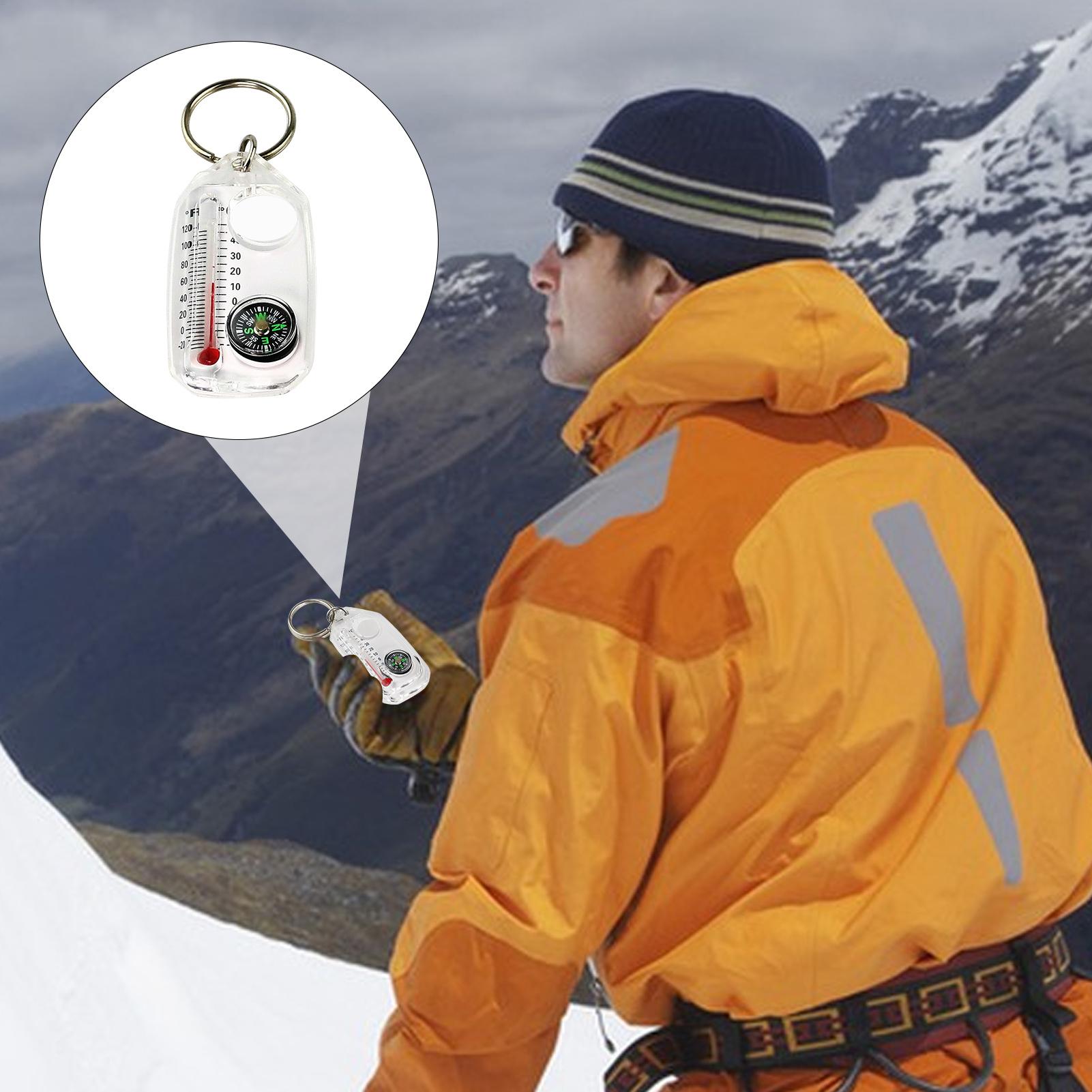 Compass Keychain Mini - Mini Bussola Multifunzione Portachiavi con Termometro