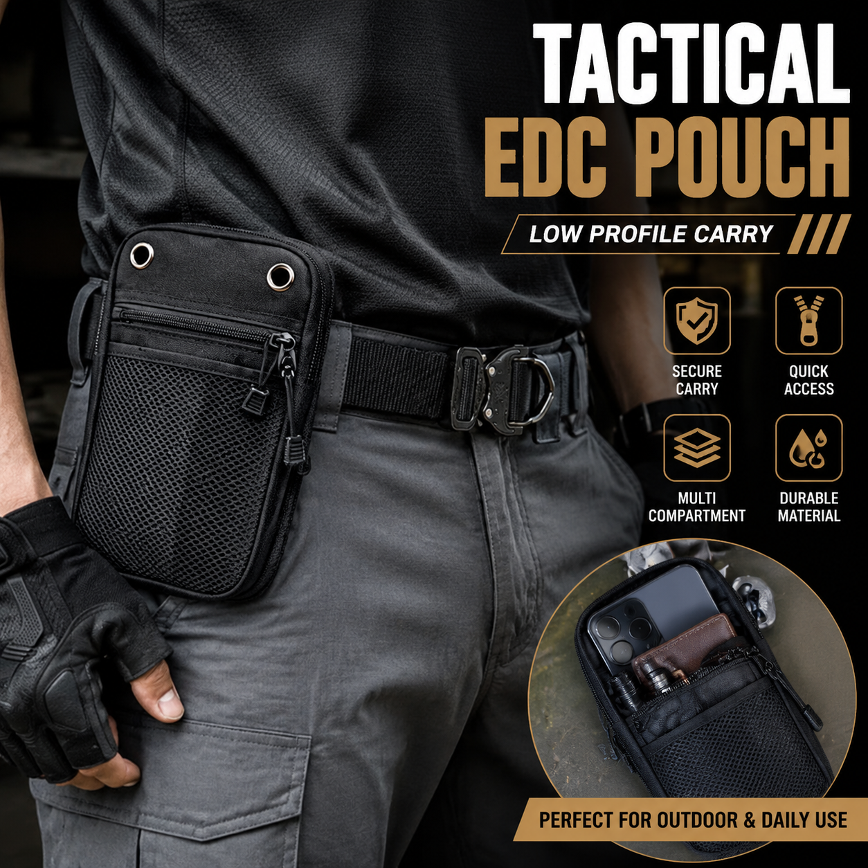 Edc Carry Belt Pouch - Borsa tattica da cintura EDC, borsa