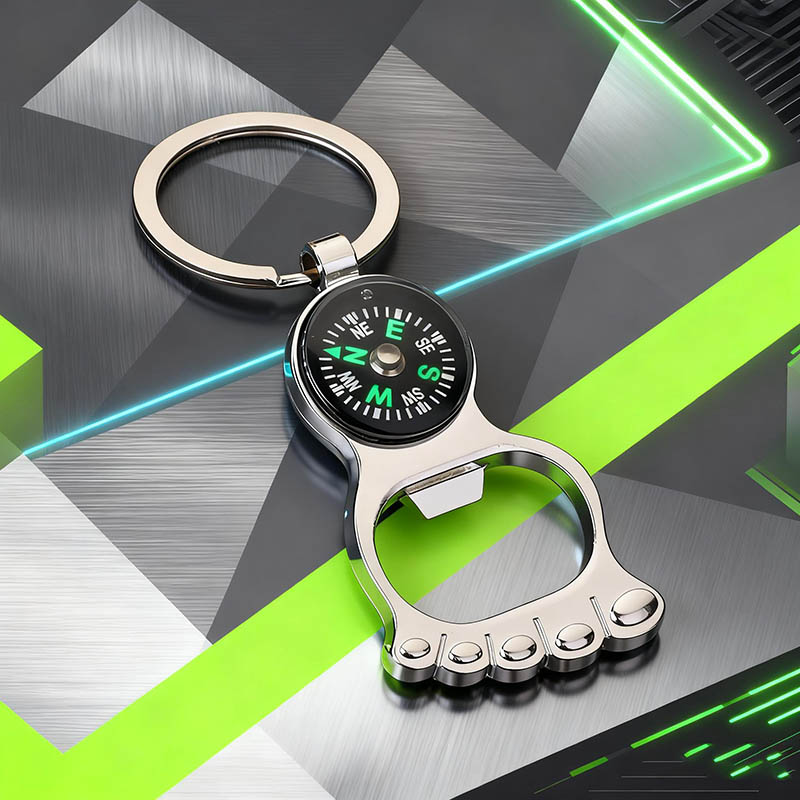 Compass Keychain Mini - Portachiavi con bussola nautica unica, fibbia