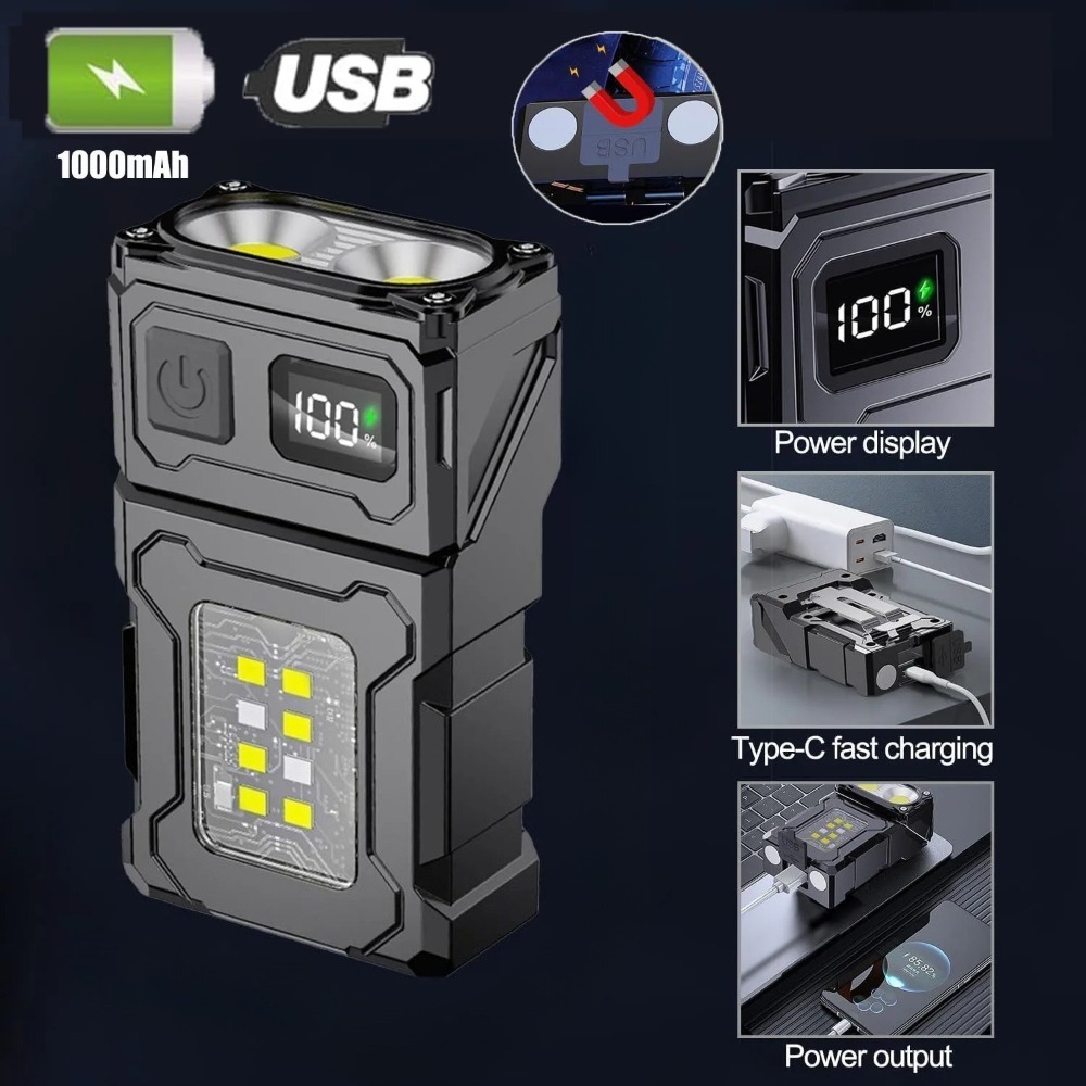 Keychain Flashlight - 180 ° Torcia LED Rotante Ricaricabile