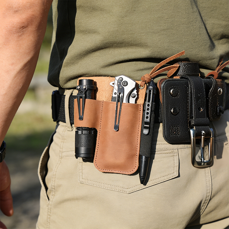 Edc Concealed Carry Belt - Fondina in Pelle EDC per Torcia