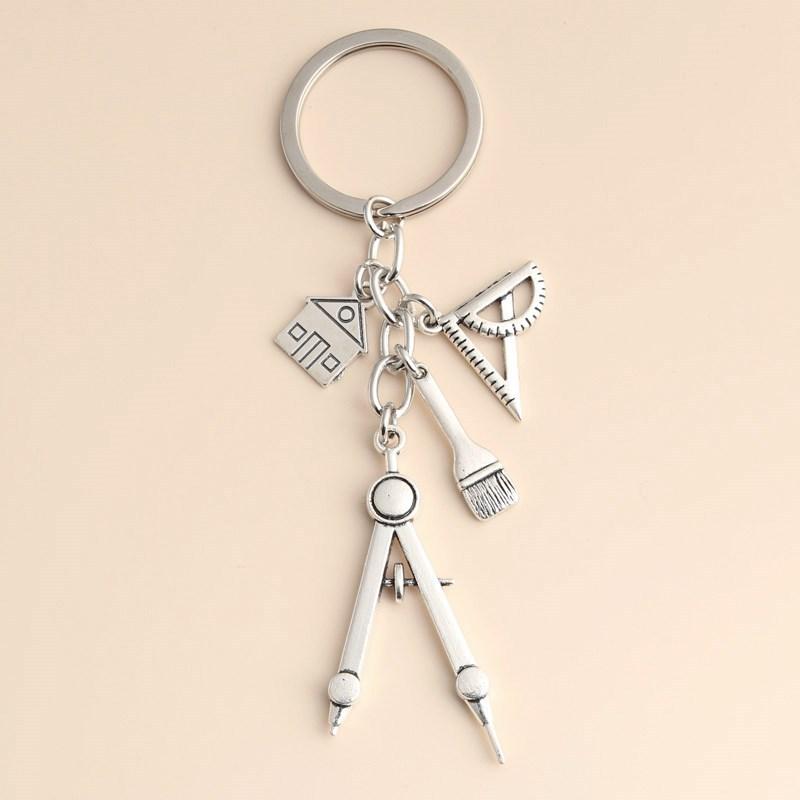 Compass Keychain Mini - Portachiavi Multifunzione in Argento con Righello