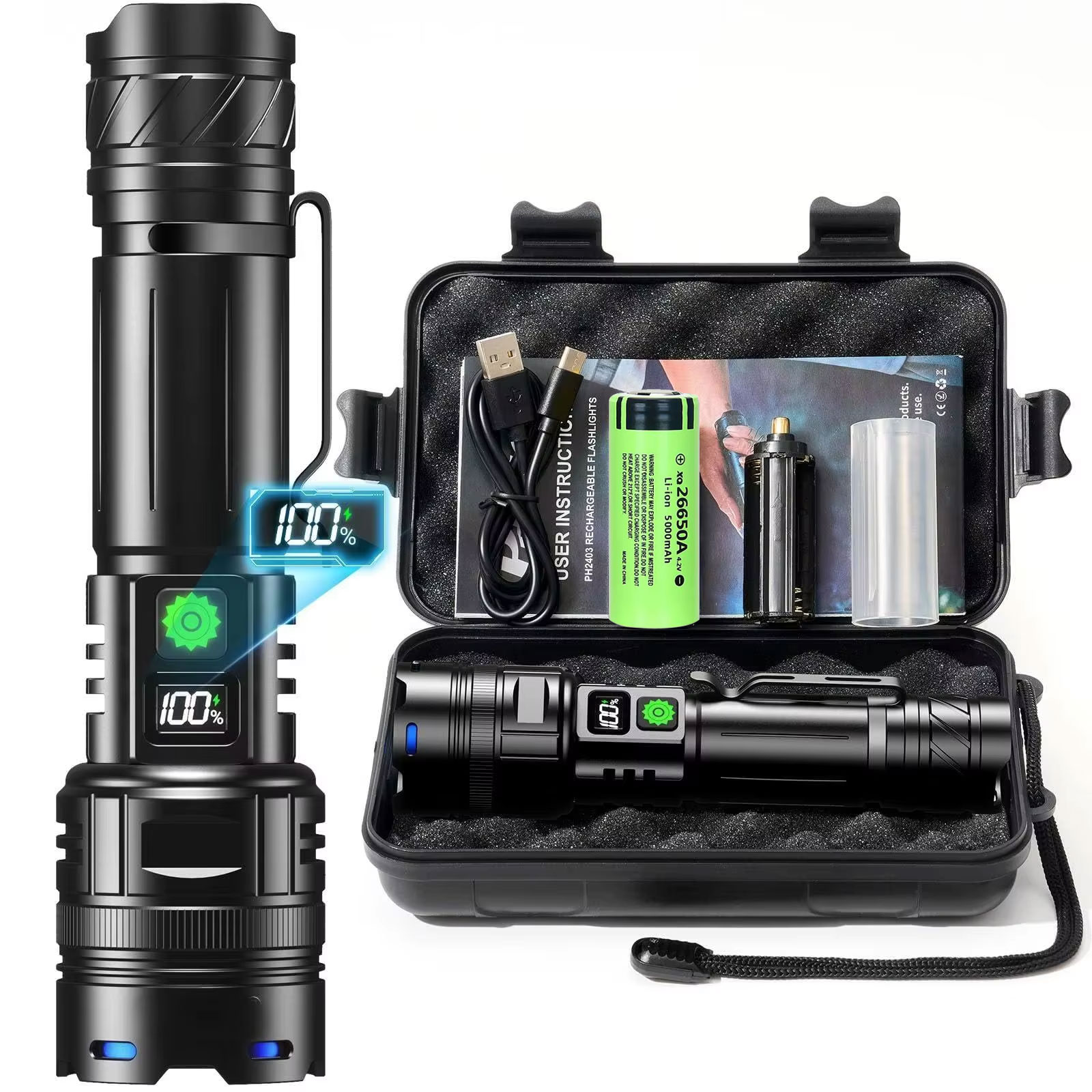 Edc Carry Pen - Torcia LED ad alta potenza USB