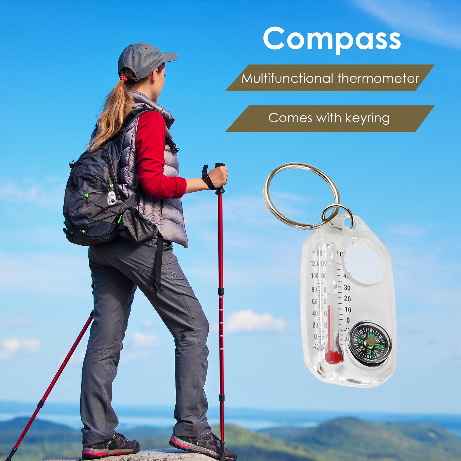 Compass Keychain Mini - Mini Portachiavi Multifunzione con Bussola e