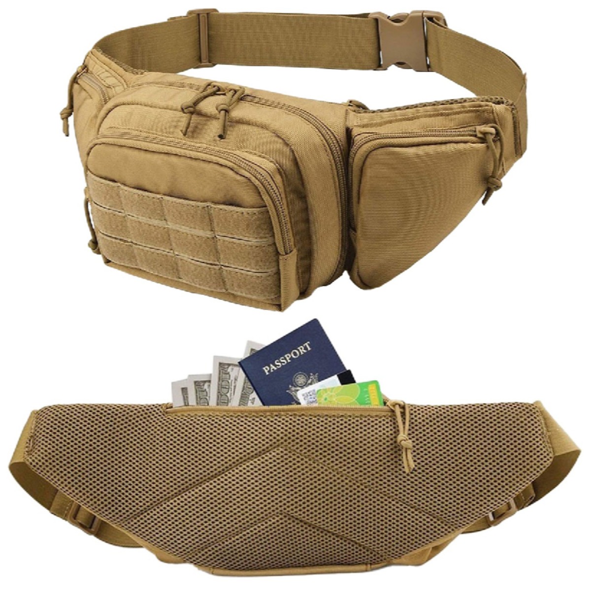 Edc Concealed Carry Fanny Pack - MOLLE Marsupio Tattico per Trasporto Nascosto,