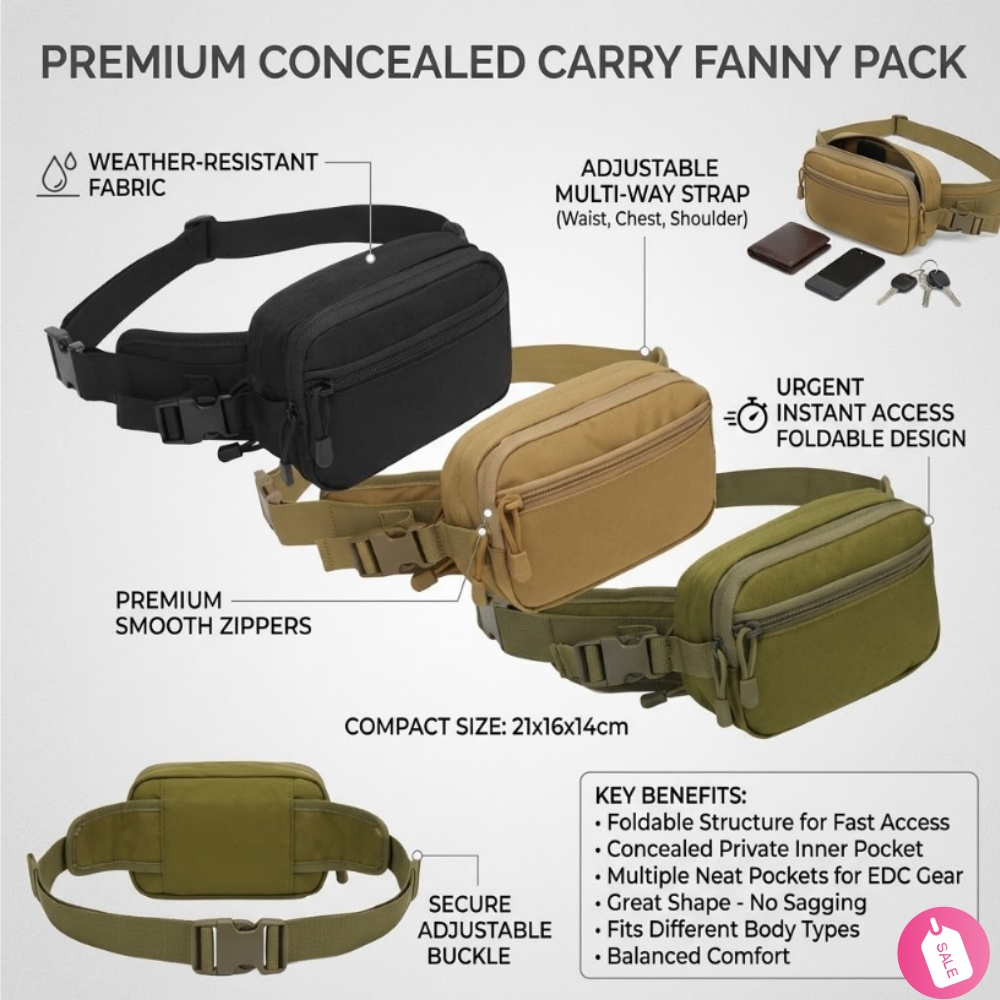 Edc Concealed Carry Fanny Pack - Marsupio Tattico da Uomo per Trasporto