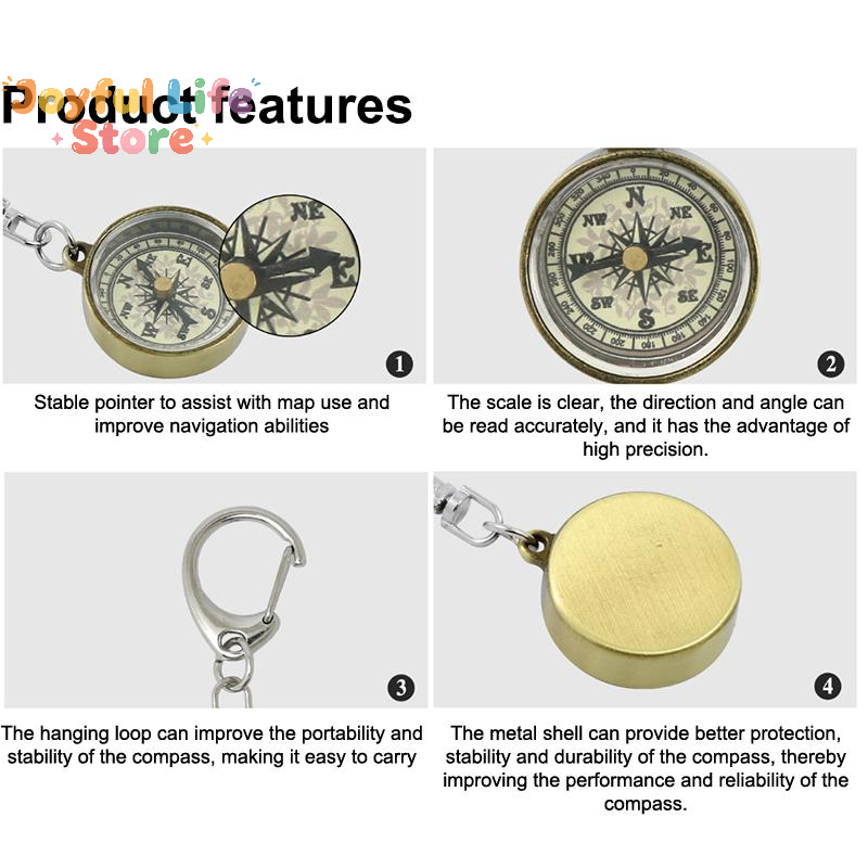 Compass Keychain Mini - Bussola Tascabile Portatile in Lega di